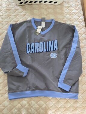 UNC Knights Apparel Gray V-Neck Sweater with Light Blue Trim